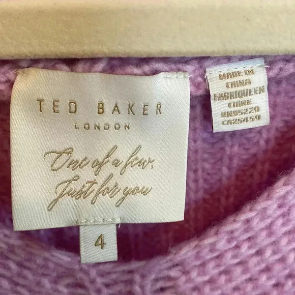 Ted Baker London Ribbed V Neck Wool Blend Pullover Sweater Size 4 - Picture 6 of 10